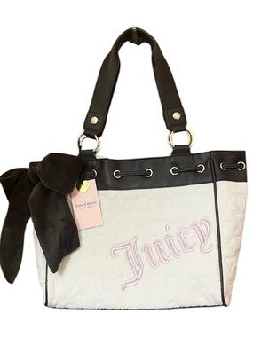 NWT Juicy Couture Daydreamer “Vintage Dreams Tote Angel/Chocolate” Purse Velour